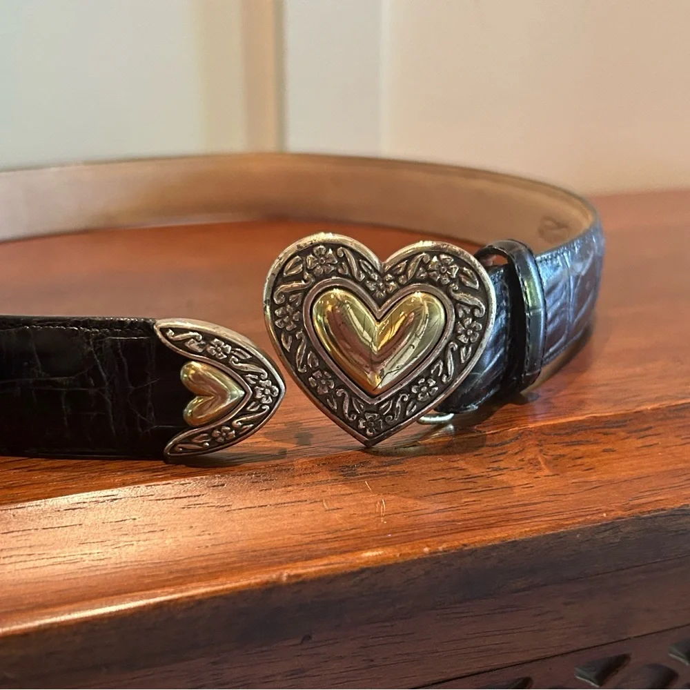 Brighton Black Leather Belt with Heart Buckle - Picture 1 of 3